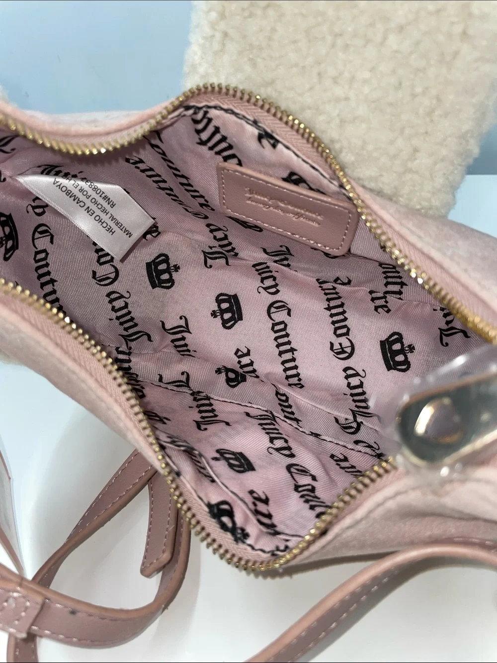 JUICY COUTURE DUSTY BLUSH CRYSTAL SNUGGLE HOBO BAG FTL-08-186